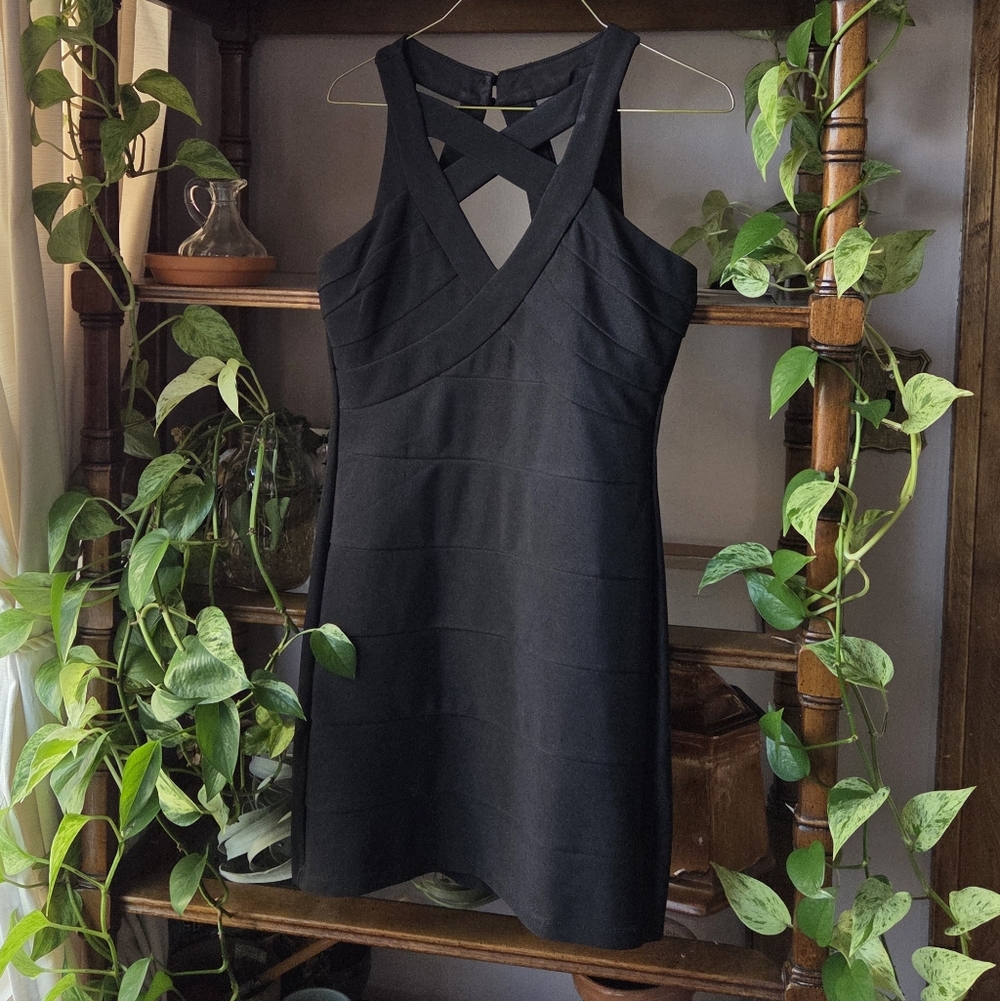 Crystal Doll Strappy Black Bodycon Dress